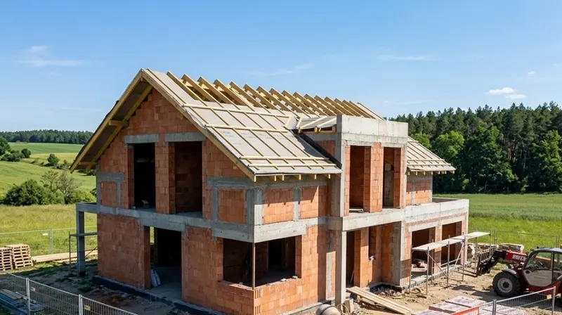 Dom jednorodzinny w budowie w Lubuskiem, instalacja elektryczna na etapie stanu surowego