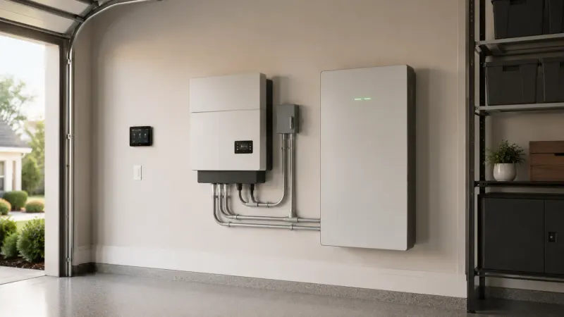 Przydomowy magazyn energii z falownikiem hybrydowym przy domu jednorodzinnym, dotacja NFOŚiGW 2026